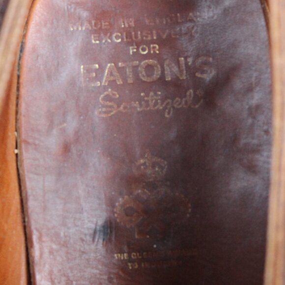 Vintage 70s Eaton's Exotic Oxhide Wingtips, Made in England, US Men's 10.5 E - Picture 9 of 12